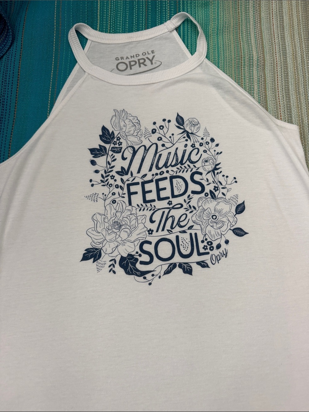 Grand Ole Opry Women's White Graphic Tank - 'Music Feeds The Soul'